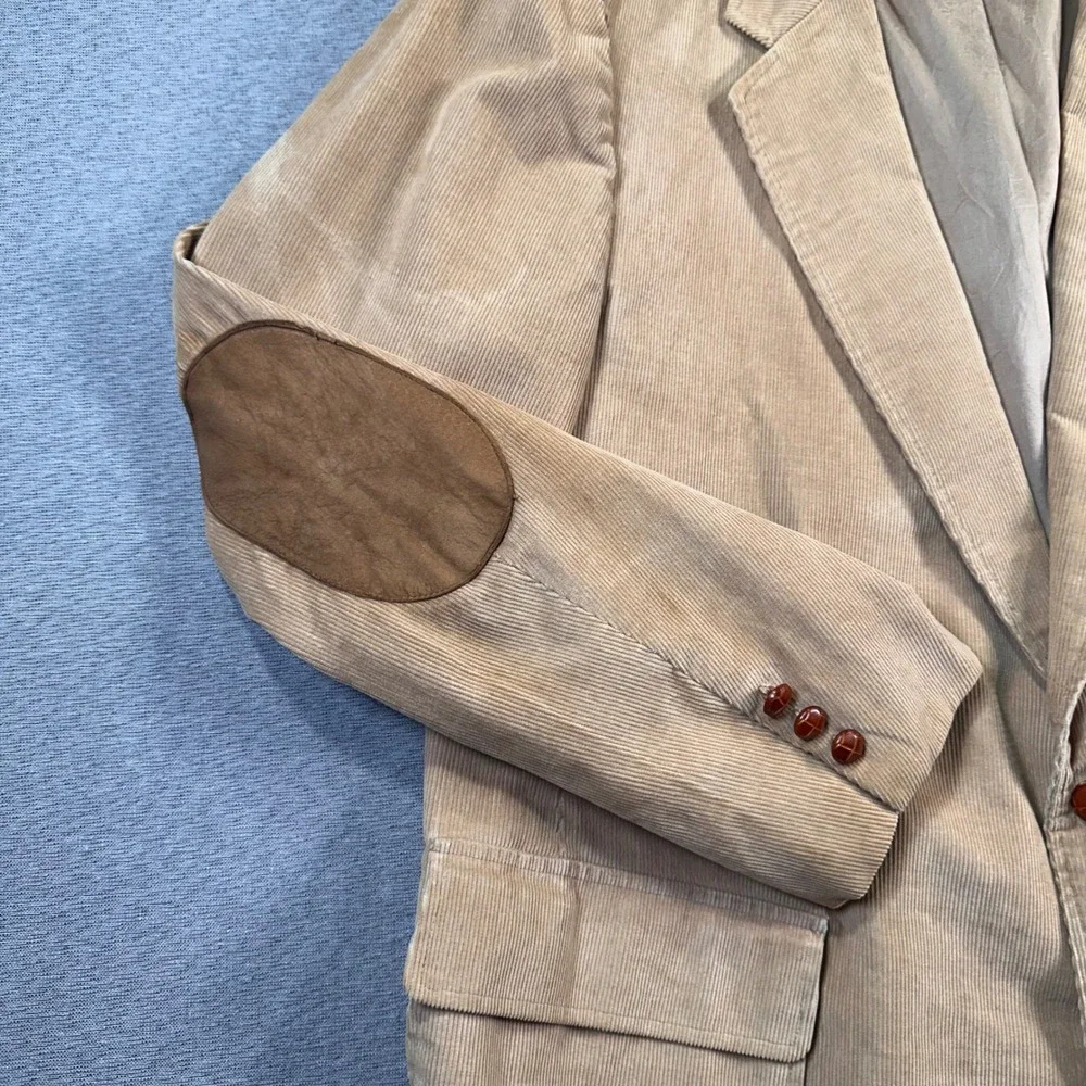 VTG Levis Menswear Corduroy Sport Coat Blazer 48R Brown‎ Suede Elbow Patches